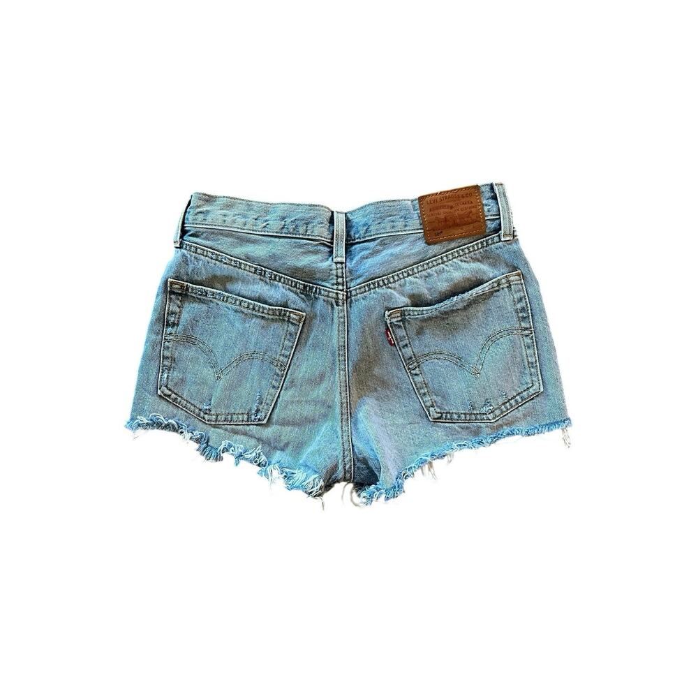 Levi’s 501 High Waisted Cutoff Denim Shorts Light Wash | 27 - Picture 2 of 7